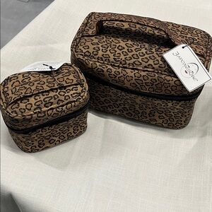 Vintage rare find retired Leopard Print Travel Bag Set Japonesque
